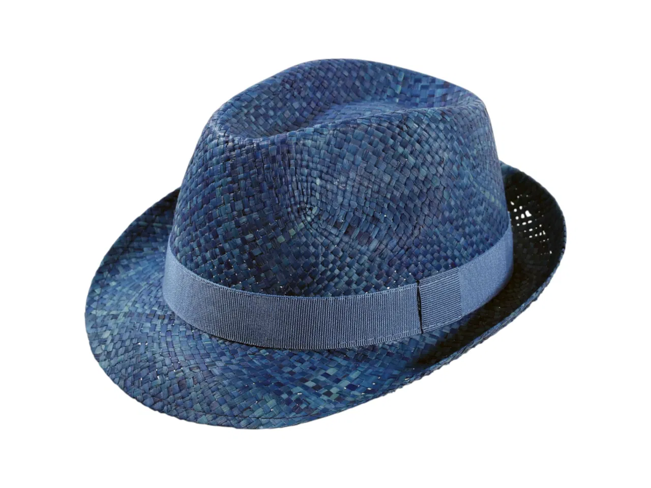 Kinderhut Trilby Raffia Color in Mittelbeige, Orange und Jeansblau