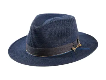 Fedora Hanf „authentic“ in Marineblau und Nougat mit Baumwollgarnitur und 1919 Risa Qualitätsknopf