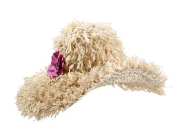 Sommerhut Cloche „Fringed“ aus Raffia mit pinker Rosette