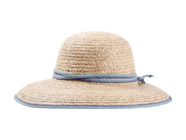 Damen Sommerhut Cloche Raffiastroh mit schmalem Hutband und Krempeneinfassung.