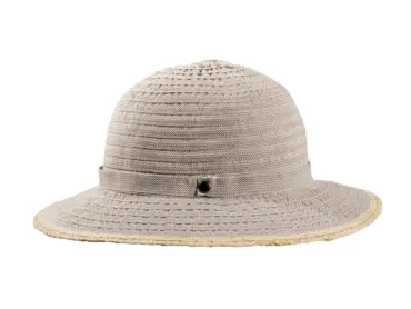 Cloche Bändelhut rollbar aus Raffia und Polyester in Hellbeige