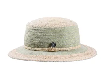 Damen Strohhut Cloche mit Raffiaband in Naturtönen