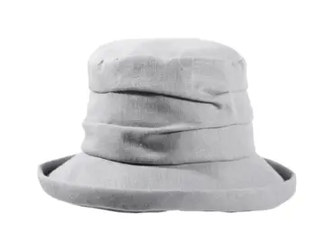 Damen Sommerhut aus 100 % Leinen in Mittelgrau.