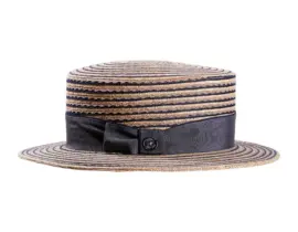 Sommerhut Canotier Freiamt im Herze aus gestreiftem Stroh