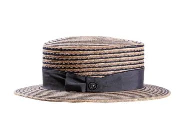 Sommerhut Canotier Freiamt im Herze aus gestreiftem Stroh