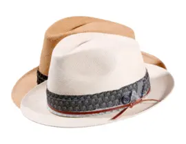 Panamahut Trilby Brisa Bohem aus Naturstroh mit Textil- und Lederband