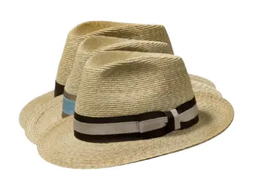 Klassischer Strohhut im Bogart-Stil mit verschiedenen Hutband-Designs