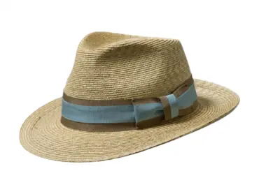 Klassischer Strohhut im Bogart-Stil mit verschiedenen Hutband-Designs
