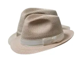 Eleganter Trilby Sommerhut aus Paglina/Bast mit zweifarbiger Garnitur