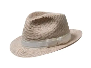 Eleganter Trilby Sommerhut aus Paglina/Bast mit zweifarbiger Garnitur