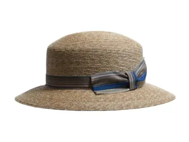 Damen Strohhut Freiamt Widerin natur mit multicolor-blauem Hutband