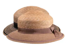 Damen Strohhut Freiamt Rüterin aus Naturstroh mit edlem Rebs-Hutband