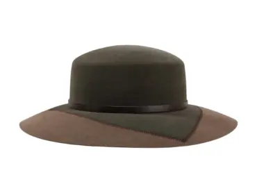 Cloche Velourshut in Moosgrün und Schlamm – Handmade Schweiz