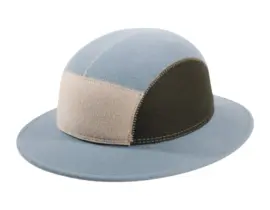 7-Pannel Safari Wollfilzhut in Himmelblau-Beige-Schlamm