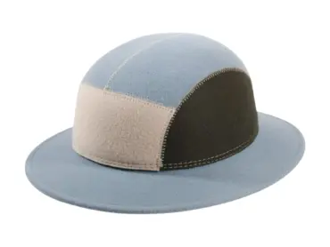 7-Pannel Safari Wollfilzhut in Himmelblau-Beige-Schlamm