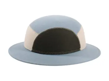 7-Pannel Safari Wollfilzhut in Himmelblau-Beige-Schlamm