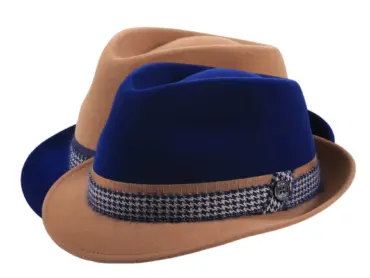 Trilby Haarfilz Velours 2-Piece Mohair in Camel/Marineblau