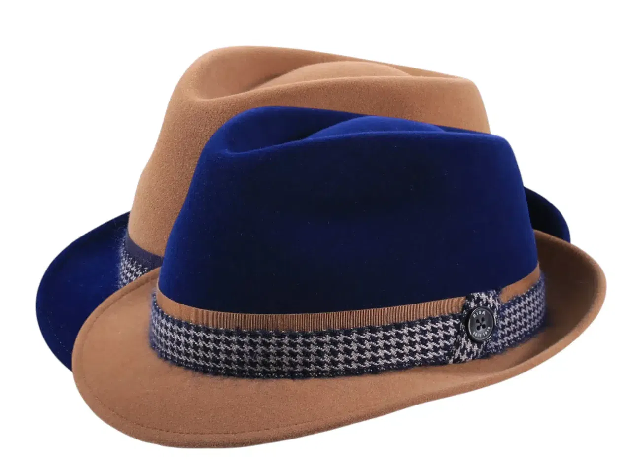 Trilby Haarfilz Velours 2-Piece Mohair in Camel/Marineblau