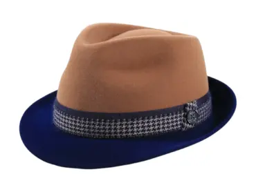 Trilby Haarfilz Velours 2-Piece Mohair in Camel/Marineblau