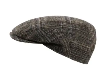 Schiebermütze Marino aus Schurwolle und Seide mit Karomuster in Olive