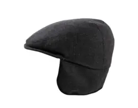 chiebermütze anthrazit mit ausklappbarem Ohrenschutz, Handarbeit Risa