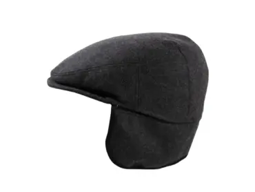 chiebermütze anthrazit mit ausklappbarem Ohrenschutz, Handarbeit Risa