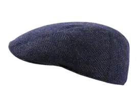 Schiebermütze Johnny Wolle – Fischgrätmuster in Taupe, Marine, Olive & Anthrazit