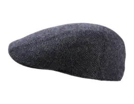 Schiebermütze Johnny Wolle – Fischgrätmuster in Taupe, Marine, Olive & Anthrazit