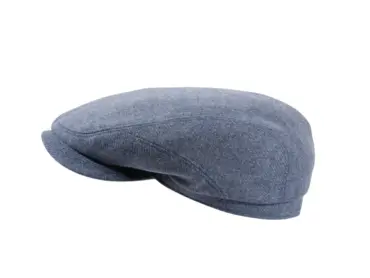 Schiebermütze Clay aus Merino Wolle mit Fischgrätmuster in Camel, Jeans und Anthrazit