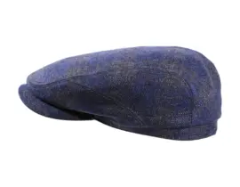 Schiebermütze Clay aus Schurwolle mit Karomuster in Fischgrätstruktur in Zimt, Marine und Stein