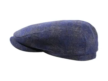 Schiebermütze Clay aus Schurwolle mit Karomuster in Fischgrätstruktur in Zimt, Marine und Stein