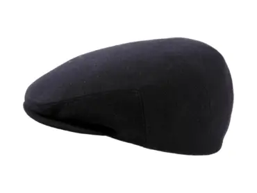 Schiebermütze Schwarz aus Schurwolle mit feiner Struktur