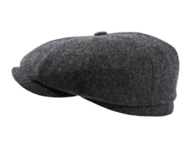 Paperboy-Mütze aus Wolle braun & anthrazit – Handarbeit Risa