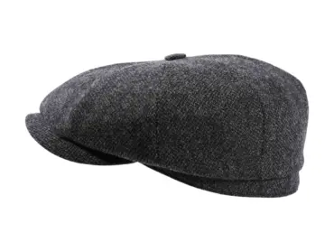 Paperboy-Mütze aus Wolle braun & anthrazit – Handarbeit Risa