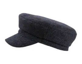 Camaret „Tonio“ Schirmmütze aus Wolle mit Fischgrätmuster, erhältlich in Taupe, Marine, Olive und Anthrazit.