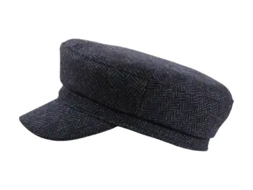 Camaret „Tonio“ Schirmmütze aus Wolle mit Fischgrätmuster, erhältlich in Taupe, Marine, Olive und Anthrazit.