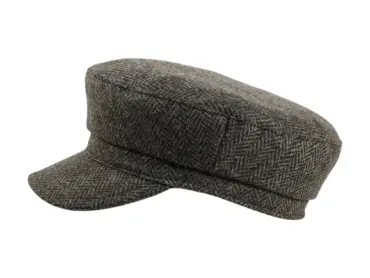 Camaret „Tonio“ Schirmmütze aus Wolle mit Fischgrätmuster, erhältlich in Taupe, Marine, Olive und Anthrazit.