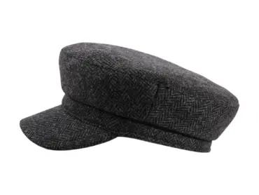 Camaret „Tonio“ Schirmmütze aus Wolle mit Fischgrätmuster, erhältlich in Taupe, Marine, Olive und Anthrazit.